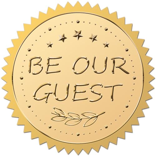 craspire 2" 100 Stück „Be Our Guest“ Einladungsaufkleber Aus Goldfolie Selbstklebend Geprägt Für Umschläge Siegel Goldenes Zertifikat Runde Siegel Etiketten Gezackter Rand Für Hochzeitseinladungen craspire 2" 100 Stück „Be Our Guest“ Einladungsaufkleber Aus Goldfolie Selbstklebend Geprägt Für Umschläge Siegel Goldenes Zertifikat Runde Siegel Etiketten Gezackter Rand Für Hochzeitseinladungen von craspire