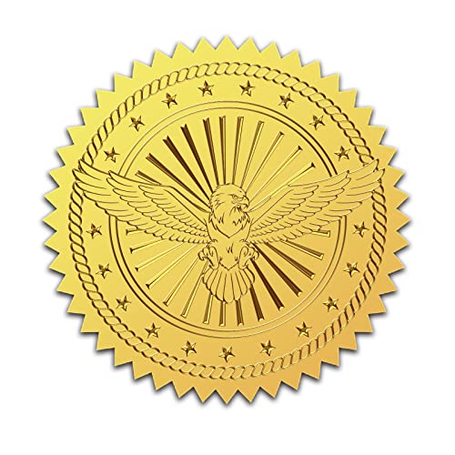 craspire 2" Adler Goldfolie Geprägte Aufkleber USA Stern Zertifikat Siegel Selbstklebende Aufkleber 100 Stück Unabhängigkeitstag Dekor Etiketten Für Zertifikate Umschläge Einladung Diplome von craspire