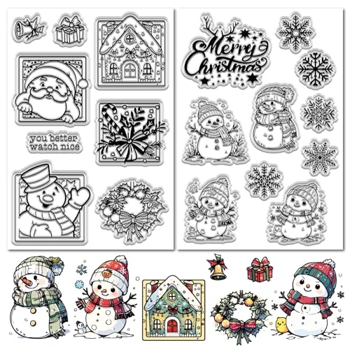 craspire 2 Blatt Schneemann Stempelset Wiederverwendbar Frohe Weihnachten Schneeflocke Weihnachtsmann Transparente Silikonstempel Für Scrapbooking Zubehör Prägepapier Karten Alben Dekoration Basteln craspire 2 Blatt Schneemann Stempelset Wiederverwendbar Frohe Weihnachten Schneeflocke Weihnachtsmann Transparente Silikonstempel Für Scrapbooking Zubehör Prägepapier Karten Alben Dekoration Basteln von craspire