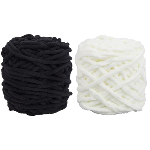craspire 2 Farbe Chenille Garn Zum Häkeln von Decken Superdickes Knäuel Schwarz/Weiß 7mm Dick 75 Yards 3.5 Unzen Flauschig Weicher Flauschiger Samtplüsch Handstricken Weben Basteln Amigurumi DIY craspire 2 Farbe Chenille Garn Zum Häkeln von Decken Superdickes Knäuel Schwarz/Weiß 7mm Dick 75 Yards 3.5 Unzen Flauschig Weicher Flauschiger Samtplüsch Handstricken Weben Basteln Amigurumi DIY von craspire