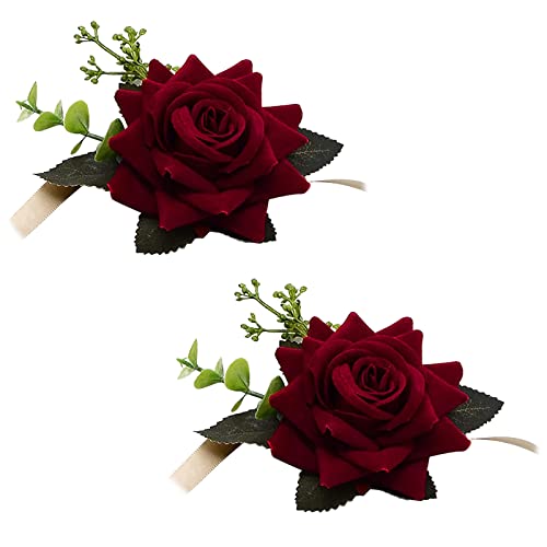 craspire 2 STÜCKE Hochzeit Handgelenk Blume Weinrot Künstliche Blumen Handgelenk Corsage Braut Rose Blatt Seidenband Handblumen Für Braut Und Brautjungfer Festival Abschlussball Verlobung craspire 2 STÜCKE Hochzeit Handgelenk Blume Weinrot Künstliche Blumen Handgelenk Corsage Braut Rose Blatt Seidenband Handblumen Für Braut Und Brautjungfer Festival Abschlussball Verlobung von craspire