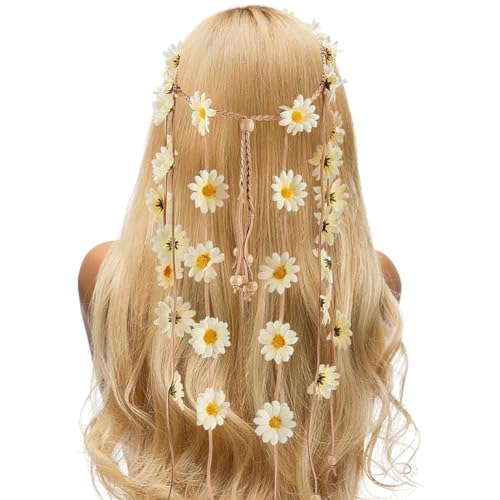 craspire 2 Stück Blumen-Stirnband, Blumenkrone, Boho-Sonnenblumen-Stirnbänder, Beiges Gänseblümchen-Kopfstück Mit Verstellbaren Perlen, Haarbänder, Quaste, Hochzeit, Party, Strand, Braut, Dekoratives craspire 2 Stück Blumen-Stirnband, Blumenkrone, Boho-Sonnenblumen-Stirnbänder, Beiges Gänseblümchen-Kopfstück Mit Verstellbaren Perlen, Haarbänder, Quaste, Hochzeit, Party, Strand, Braut, Dekoratives von craspire