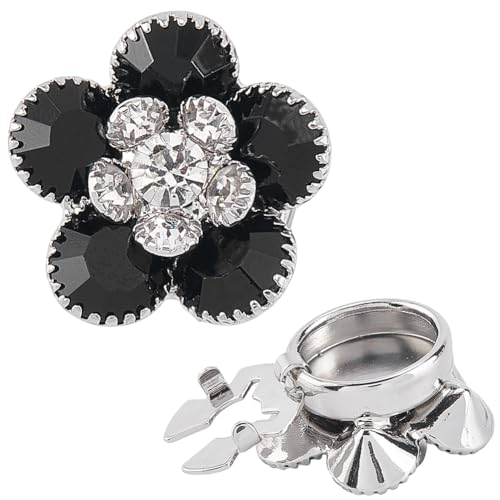 craspire 2 Stück Platin Strass Knopfabdeckungen Blumenkristall Abnehmbare Dekorative Clip On Knöpfe Schmuck Für Damen Und Herren Blusen Kleidung DIY Urlaubsdekoration Verzierungen von craspire