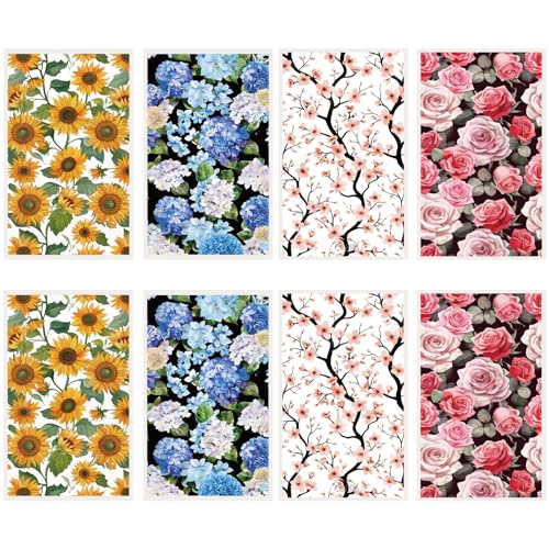 craspire 20 Blatt 4 Stile Blumen Ton Transferpapier Bunte Sonnenblume Rose Hortensie Kirschblüte Blumen Polymer Keramik Aufkleber Wasserlöslich Für DIY Anhänger Kunsthandwerk Ohrringe von craspire