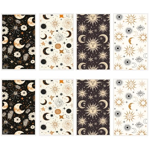 craspire 20 Stück 4 Stile Polymer Ton Transferpapier Unterglasur Transfer Aufkleber 4,7 x 2,8 Zoll Boho Muster Mit Mond Sonne Stern Und Blumen Designs Blätter Für Die Schmuckherstellung Ohrringe von craspire