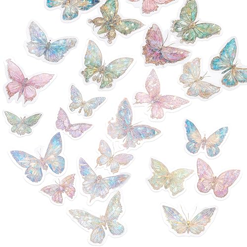 CRASPIRE 20 Stück Holografische Schmetterling-Aufkleber, Transparent, Wasserfest, Laser-Aufkleber, Harz, Selbstklebende Laser-Aufkleber Für DIY, Scrapbooking, Tagebuch, Tagesplaner, Wasserflasche CRASPIRE 20 Stück Holografische Schmetterling-Aufkleber, Transparent, Wasserfest, Laser-Aufkleber, Harz, Selbstklebende Laser-Aufkleber Für DIY, Scrapbooking, Tagebuch, Tagesplaner, Wasserflasche von craspire