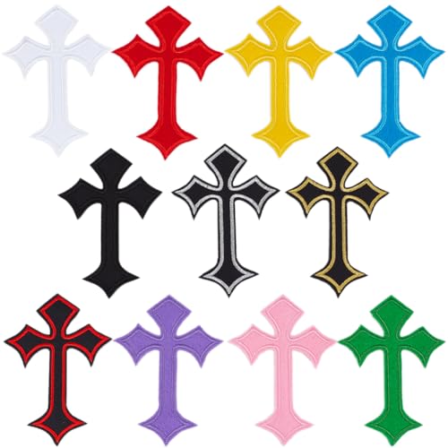 craspire 22 Stück Kreuz-Patches Zum Aufbügeln Mehrfarbig Selbstklebend Bestickte Patches Vintage Bunt Zum Aufnähen Nähen Basteln Dekoration Applikation Verzierung Für Kleidung DIY Jacken Jeans Hüte von craspire