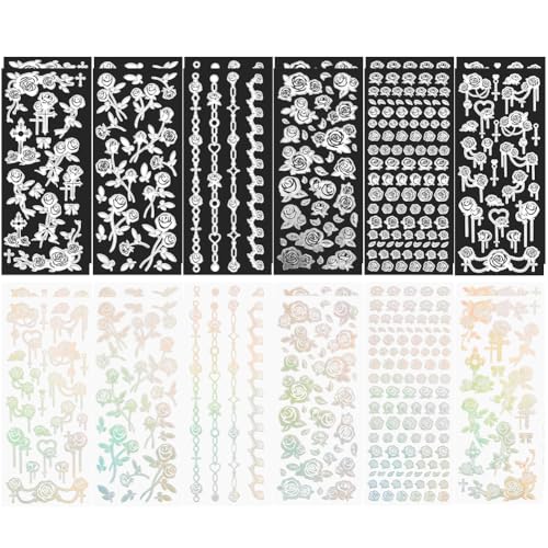 craspire 24 Blatt Holografische Deko Aufkleber PET Scrapbooking Aufkleber Schneeflocke Wolke Farbige Selbstklebende Abziehbilder Dekoration Für Planer Tagebücher Scrapbooking Handyhüllen Kalender von craspire
