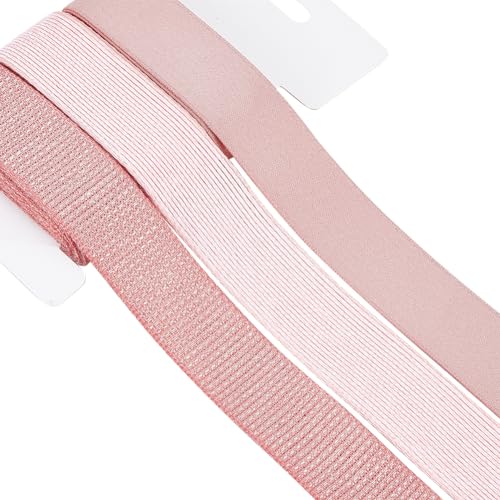 craspire 3 Rolle Drahtrandband, Hellrosa, Glitzernd, 1,(1) cm, Sackleinen-Peep-Bänder, Polyesterstoff, Hochzeit Für Weihnachten, Valentinstag, Urlaub, Geschenkbox, Verpackung, Kranz, Schleife von craspire