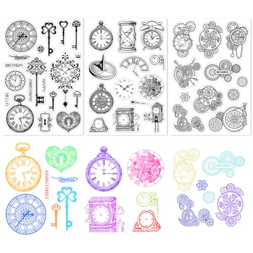 craspire 3 Style Vintage Clock Key Clear Rubber Stamps Gear Wheel Wiederverwendbare Transparente Silikon-Stempelsiegel Für Journaling, Kartenherstellung, Scrapbooking, Fotoalbum, Dekoratives DIY craspire 3 Style Vintage Clock Key Clear Rubber Stamps Gear Wheel Wiederverwendbare Transparente Silikon-Stempelsiegel Für Journaling, Kartenherstellung, Scrapbooking, Fotoalbum, Dekoratives DIY von craspire