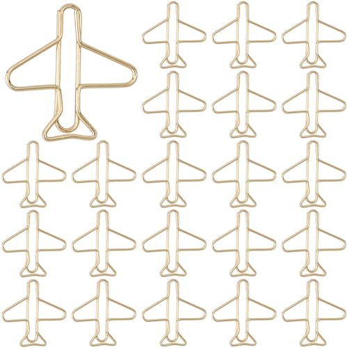 craspire 30 Stück Büroklammern In Flugzeugform Draht Büroklammer Goldene Eisenbinderklemme Planer Lesezeichen Kleine Metallmarker Clips Für Büro Schule Zuhause Papier Akten Notizseiten DIY Sortieren von craspire