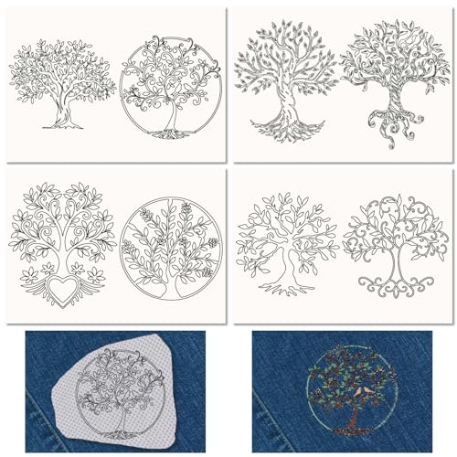 craspire 4 Blatt Baum des Lebens, Wasserlösliche Stickmuster, Stabilisatoren, Blätter, Handnähen, Stick-and-Stitch-Transfers, Stoff, Abwaschbar, Vorgedruckt, Selbstklebend, Für Liebhaber von Taschen craspire 4 Blatt Baum des Lebens, Wasserlösliche Stickmuster, Stabilisatoren, Blätter, Handnähen, Stick-and-Stitch-Transfers, Stoff, Abwaschbar, Vorgedruckt, Selbstklebend, Für Liebhaber von Taschen von craspire