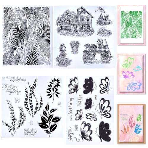 craspire 4 Stile Transparente Stempel, Tropische Pflanzen, Schildkröten-Blatt, Schmetterlingshaus, Wiederverwendbar, Hintergrund, Poststempel, Transparente Silikon-Stempelsiegel Für Journaling craspire 4 Stile Transparente Stempel, Tropische Pflanzen, Schildkröten-Blatt, Schmetterlingshaus, Wiederverwendbar, Hintergrund, Poststempel, Transparente Silikon-Stempelsiegel Für Journaling von craspire