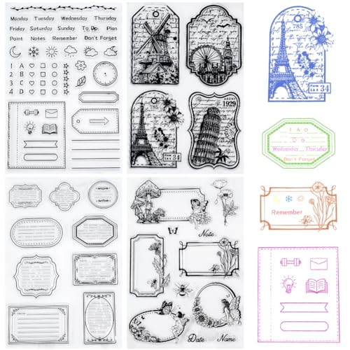 craspire 4 Stile Vintage Blanko-Etiketten Klare Stempel Turmnotizen Vintage-Hintergrund Wiederverwendbare Transparente Silikonstempelsiegel Für Journaling-Kartenherstellung Dekor DIY Scrapbooking craspire 4 Stile Vintage Blanko-Etiketten Klare Stempel Turmnotizen Vintage-Hintergrund Wiederverwendbare Transparente Silikonstempelsiegel Für Journaling-Kartenherstellung Dekor DIY Scrapbooking von craspire