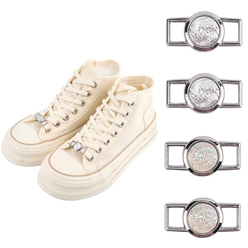 craspire 4 Stück 2 Farben Schnürsenkel Charm Schnalle Schnürsenkel Anhänger Metalllegierung Harz Rund Nebelmuster Abnehmbare Dekorative Schnürsenkel Dekoration Für Männer Und Frauen Sneaker Stiefel von craspire