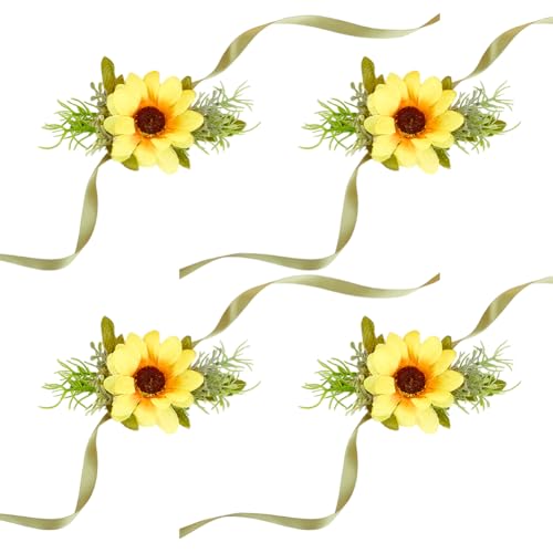 craspire 4 Stück Sonnenblumen Ansteckblume Fürs Handgelenk Gelbes Seidentuch Kunststoff Imitationsblume Grünes Blatt Mit Seidenband Blumenbrosche Set Fürs Handgelenk Für Braut Brautjungfern craspire 4 Stück Sonnenblumen Ansteckblume Fürs Handgelenk Gelbes Seidentuch Kunststoff Imitationsblume Grünes Blatt Mit Seidenband Blumenbrosche Set Fürs Handgelenk Für Braut Brautjungfern von craspire