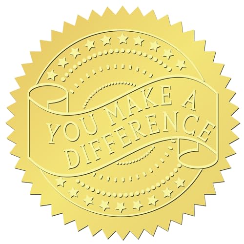 craspire 408 Stück 2 Zoll Goldgeprägte Umschlagsiegelaufkleber „You Make A Difference“, Goldfolienaufkleber, Zertifikatssiegel, Selbstklebende Aufkleber, Medaillendekorationsetikett Für craspire 408 Stück 2 Zoll Goldgeprägte Umschlagsiegelaufkleber „You Make A Difference“, Goldfolienaufkleber, Zertifikatssiegel, Selbstklebende Aufkleber, Medaillendekorationsetikett Für von craspire
