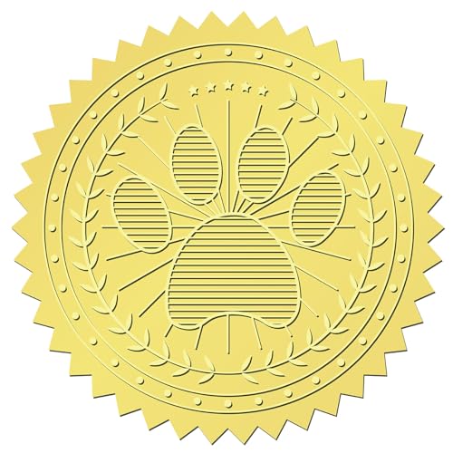 craspire 408 Stück 2 Zoll Pet Paw Gold Geprägte Umschlagsiegelaufkleber Goldfolienaufkleber Zertifikatssiegel Selbstklebende Aufkleber Medaillendekorationsetikett Für Abschlussgeschenkverpackung von craspire