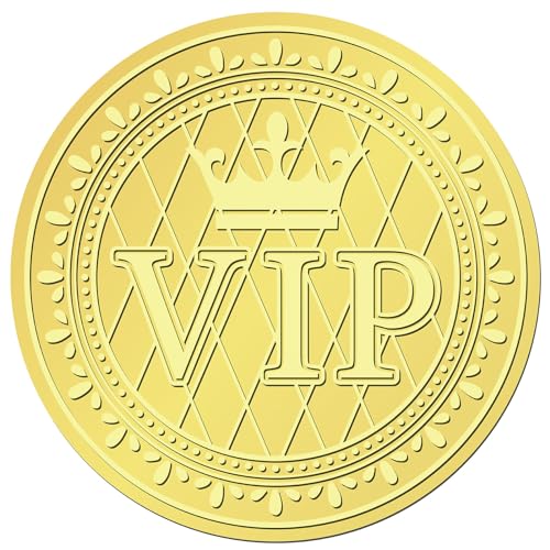 craspire 408 Stück 2 Zoll VIP Crown Gold Geprägte Umschlagsiegel Aufkleber Goldfolienaufkleber Zertifikatssiegel Selbstklebende Aufkleber Medaille Dekoration Etikett Für Hochzeitseinladungen von craspire