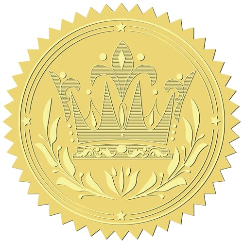 craspire 408 Stück Kronen-Aufkleber Mit Goldfolienprägung, 2" Selbstklebende Umschläge, Siegelaufkleber, Runde Etiketten Für Hochzeitseinladungen, Abschlussfeiern, Unternehmenszertifikate, Diplome von craspire