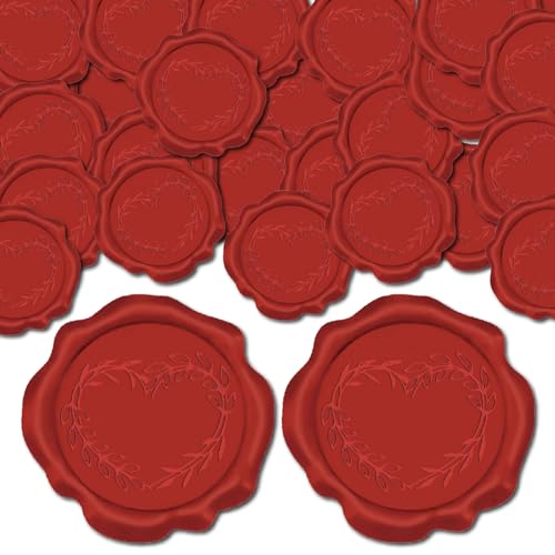 CRASPIRE 50 Stück Rote Wachssiegel-Aufkleber, Herz, Zweig, Kranz, Liebe, Hochzeitseinladungen, Umschläge, Vintage-Siegeletikett, Selbstklebend, Für Geschenkverpackungen, Geburtstagsgrußkarten CRASPIRE 50 Stück Rote Wachssiegel-Aufkleber, Herz, Zweig, Kranz, Liebe, Hochzeitseinladungen, Umschläge, Vintage-Siegeletikett, Selbstklebend, Für Geschenkverpackungen, Geburtstagsgrußkarten von craspire