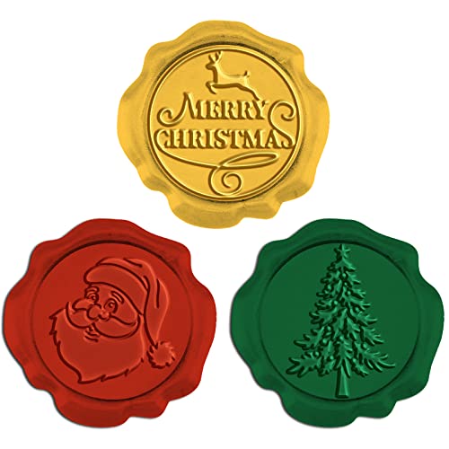 craspire 50 Stück Weihnachts-Wachssiegelaufkleber, Elch, Frohe Weihnachten, Wachssiegelaufkleber, Selbstklebende, Vorgefertigte Siegelaufkleber, 3 Farben, Vintage, 1.18,(6) cm von craspire