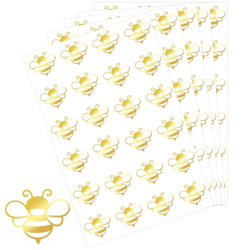 craspire 504 Stück Goldene Bienenaufkleber Geprägte Umschlagsiegel Selbstklebende Insekten Bienen Aufkleber Goldfolie Papieretiketten Abziehbilder Für DIY Fotoalbum Umschlag Einladungskarte Tagebuch von craspire