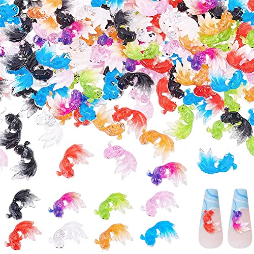 craspire 8 Farben Fisch Nagel Charms 200 Stück 3D Nail Art Charms Harz Goldfisch Ozean Tiere Nail Art Anhänger Dekorationen Schmuck Zubehör Für DIY Basteln Schmuck Handyhülle von craspire