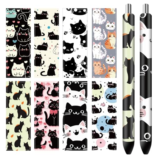 craspire 80 Stück UV DTF Stift Transfer Aufkleber wasserdichte Stiftaufkleber Aus Beschichtetem Papier 8 Stile Cartoon Katze Tier Für Personalisierte Bleistift Stifteklasse DIY Basteln Kreative von craspire
