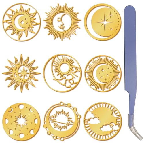 craspire 9 Stil Goldene Metallaufkleber Sonne Mond Stern Tarot Rund 1.6x1.6 Zoll Selbstklebend Wasserfest Mit Pinzette Etikettenaufkleber Geprägt Für Kartenherstellung Scrapbook DIY Basteln Umschlag craspire 9 Stil Goldene Metallaufkleber Sonne Mond Stern Tarot Rund 1.6x1.6 Zoll Selbstklebend Wasserfest Mit Pinzette Etikettenaufkleber Geprägt Für Kartenherstellung Scrapbook DIY Basteln Umschlag von craspire