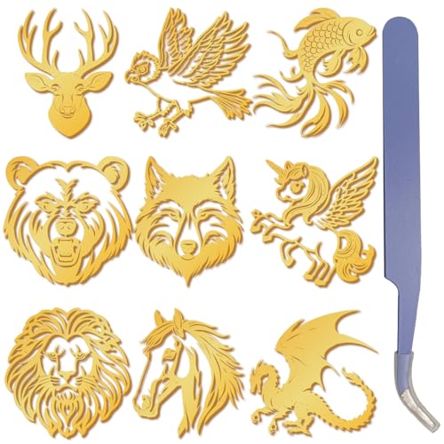 craspire 9 Stück 1.6 Zoll Tiermuster Gold Metall Aufkleber Aufkleber Hirsch Vogel Tiger Löwe Drache Geprägt Selbstklebend Wasserdicht Pinzette Etiketten Aufkleber Für Kartenherstellung Scrapbook DIY craspire 9 Stück 1.6 Zoll Tiermuster Gold Metall Aufkleber Aufkleber Hirsch Vogel Tiger Löwe Drache Geprägt Selbstklebend Wasserdicht Pinzette Etiketten Aufkleber Für Kartenherstellung Scrapbook DIY von craspire