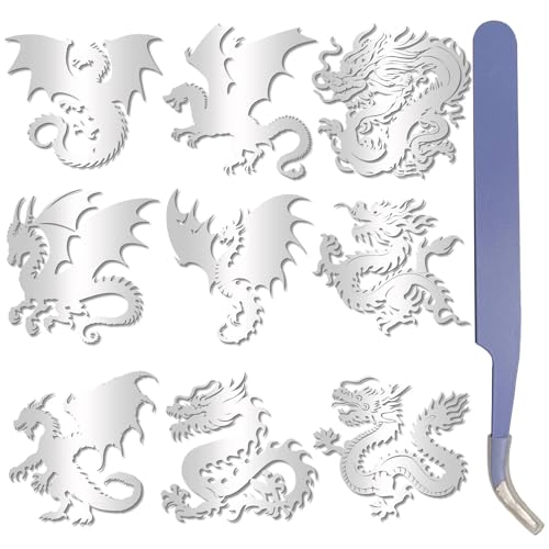 craspire 9 Stück 9 Stile Drachenaufkleber Drachenaufkleber Silberfarbenes Metall Wasserdicht Selbstklebend Vinyl Tierprägung Aufkleber Mit Pinzette Für DIY Sammelalben Kunstharzbasteln Telefon Party craspire 9 Stück 9 Stile Drachenaufkleber Drachenaufkleber Silberfarbenes Metall Wasserdicht Selbstklebend Vinyl Tierprägung Aufkleber Mit Pinzette Für DIY Sammelalben Kunstharzbasteln Telefon Party von craspire