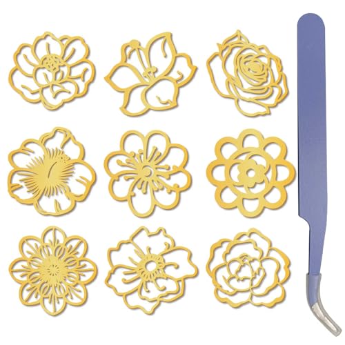 craspire 9 Stück Blumen Aufkleber Aus Goldenem Metall Mit Pinzette 1,5 x 1,5 Zoll Rosen Und Kirsch Aufkleber Wasserfest Selbstklebend Nickel Zum Dekorieren von Aufklebern Sammelalben Bastelarbeiten craspire 9 Stück Blumen Aufkleber Aus Goldenem Metall Mit Pinzette 1,5 x 1,5 Zoll Rosen Und Kirsch Aufkleber Wasserfest Selbstklebend Nickel Zum Dekorieren von Aufklebern Sammelalben Bastelarbeiten von craspire