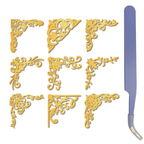 craspire 9 Stück Florale Randfliesen Goldene Metallaufkleber Vintage Rand Eckaufkleber 1.6x1.6 wasserfest Selbstklebend Mit Pinzette Etikettenaufkleber Für Die Kartenherstellung Sammelalben DIY craspire 9 Stück Florale Randfliesen Goldene Metallaufkleber Vintage Rand Eckaufkleber 1.6x1.6 wasserfest Selbstklebend Mit Pinzette Etikettenaufkleber Für Die Kartenherstellung Sammelalben DIY von craspire