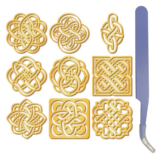 craspire 9 Stück Keltischer Symbolknoten Goldene Metallaufkleber 1,5 x 1,5 Zoll Mit Pinzette Wasserdicht Dreifache Spirale Selbstklebend Nickel Dekorationsaufkleber Für Sammelalben DIY Harzbasteleien von craspire