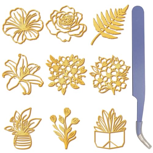 craspire 9 goldene Metallaufkleber Blume Monstera Blatt Pflanze 1.6x1.6 Zoll Selbstklebend Wasserfest Mit Pinzette Etikettenaufkleber Geprägt Für Kartenherstellung Scrapbook DIY Basteln Umschlag craspire 9 goldene Metallaufkleber Blume Monstera Blatt Pflanze 1.6x1.6 Zoll Selbstklebend Wasserfest Mit Pinzette Etikettenaufkleber Geprägt Für Kartenherstellung Scrapbook DIY Basteln Umschlag von craspire