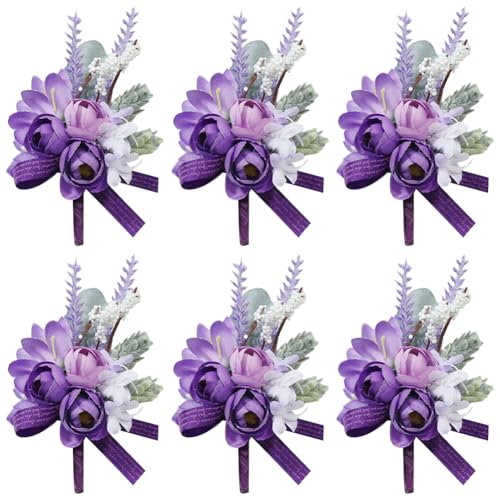 craspire Ansteckblume Für Herren, Hochzeit, Ansteckblume, 6er-Set, Lila, Rose, Lavendel, Blumen, Bräutigam, Ansteckblume Für Bräutigam Und Trauzeuge, Für Hochzeitsfeier, Abschlussball, Jubiläum craspire Ansteckblume Für Herren, Hochzeit, Ansteckblume, 6er-Set, Lila, Rose, Lavendel, Blumen, Bräutigam, Ansteckblume Für Bräutigam Und Trauzeuge, Für Hochzeitsfeier, Abschlussball, Jubiläum von craspire