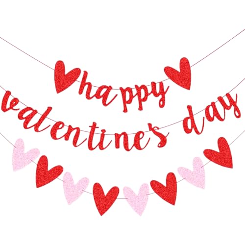 craspire Banner Happy Valentine's Day Rotes Herz Papierflaggen Set Glitzernde Papiertagsdekorationen Glitzernde Wort Hängebanner Für Feiern Partys Hochzeitstagsdekorationen craspire Banner Happy Valentine's Day Rotes Herz Papierflaggen Set Glitzernde Papiertagsdekorationen Glitzernde Wort Hängebanner Für Feiern Partys Hochzeitstagsdekorationen von craspire