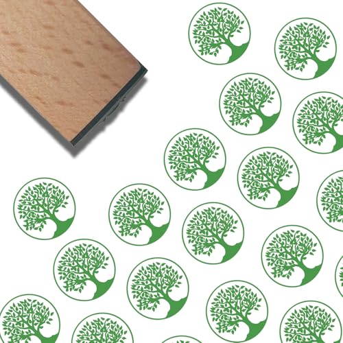 craspire Baum des Lebens Stempel Naturholz 3/5 Zoll Wiederverwendbarer Druck Vintage Quadratisch Dekorativer Mini Baum Holzstempel Scrapbooking Siegel Für Tagebuch Planer Tagebuch Brief Karte Basteln von craspire