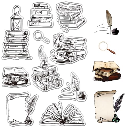 craspire Bücher, Transparente Stempel, Lupe, Feder, Wiederverwendbar, Retro, Transparent, Silikon-Stempelsiegel Für Scrapbooking, Fotoalbum, Dekoratives Journaling, Kartenherstellung, DIYe craspire Bücher, Transparente Stempel, Lupe, Feder, Wiederverwendbar, Retro, Transparent, Silikon-Stempelsiegel Für Scrapbooking, Fotoalbum, Dekoratives Journaling, Kartenherstellung, DIYe von craspire