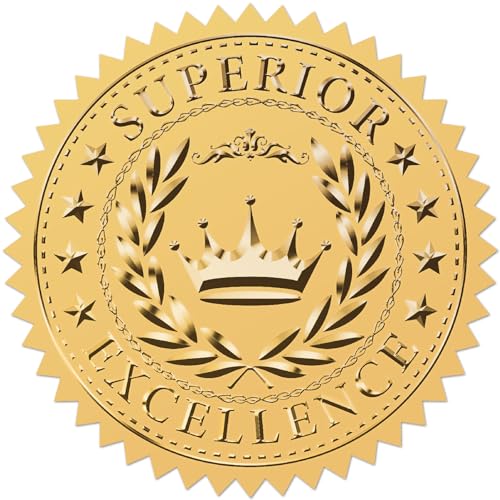 craspire Crown Excellence Goldfolien-Zertifikate, Geprägte Aufkleber, Superior, 2" Selbstklebende Umschläge, Siegel, Runde Etiketten Für Auszeichnungen, Abschlussfeiern, Hochzeitseinladungen craspire Crown Excellence Goldfolien-Zertifikate, Geprägte Aufkleber, Superior, 2" Selbstklebende Umschläge, Siegel, Runde Etiketten Für Auszeichnungen, Abschlussfeiern, Hochzeitseinladungen von craspire