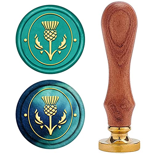 CRASPIRE Distelgras Wachs-Siegel-Stempel, Pflanzensiegelwachsstempel Retro Holzstempel Wachssiegel 25 mm Abnehmbar Messingdichtung Holzgriff Für Umschlag Einladung Hochzeit Verschönerung Flasche von craspire