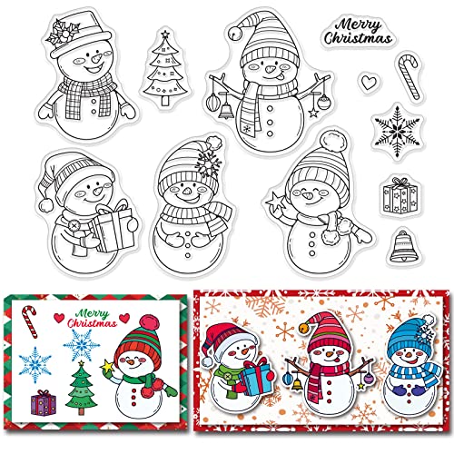 craspire Weihnachten Klarer Stempel Schneemann Schneeflocke Silikonstempel Siegel Transparente Gummistempel Für Weihnachtskartenherstellung Dekoration DIY Scrapbooking Prägung Album Dekor Handwerk von craspire