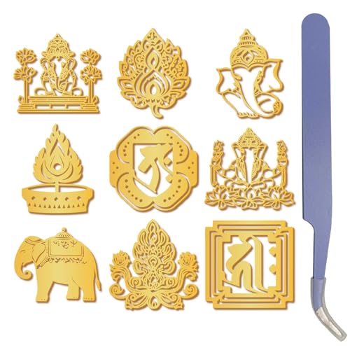 craspire Goldene Metallaufkleber Thailand Elefantenaufkleber Mit Pinzettensymbol Selbstklebende Wasserfeste Goldene Aufkleber Selbstklebende Rückseite Metallaufkleber Für Scrapbooking DIY von craspire