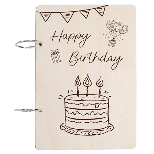 craspire Grußkarten Organizer Buchset Aus Holz Mit Blumenmuster Happy Birthday Kartenhalter Metallschnallen Binder Kartenetiketten Locher Sammlung Andenkenalbumhalter Für Erinnerungsfotos von craspire