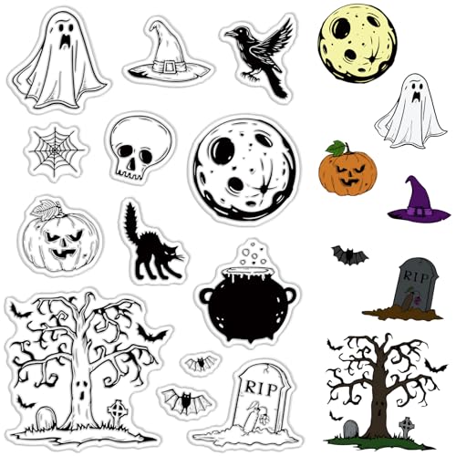 craspire Halloween-Tag, Klarer Silikonstempel, Transparente Gummistempel, Kürbis, Totenkopf, Geist, Adler, Wiederverwendbare Siegelstempel Für DIY-Scrapbooking, Journaling, Kartenherstellung, Dekor craspire Halloween-Tag, Klarer Silikonstempel, Transparente Gummistempel, Kürbis, Totenkopf, Geist, Adler, Wiederverwendbare Siegelstempel Für DIY-Scrapbooking, Journaling, Kartenherstellung, Dekor von craspire