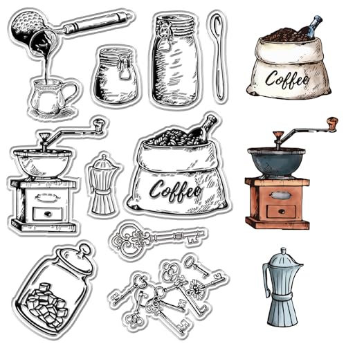 craspire Kaffee-Stempel, Schlüssel, Kaffeebohnengläser, Retro, Transparent, Silikon-Stempelsiegel Für Journaling, Kartenherstellung, Notizbuch, Dekor, DIY, Scrapbooking, Handgefertigtes Fotoalbum craspire Kaffee-Stempel, Schlüssel, Kaffeebohnengläser, Retro, Transparent, Silikon-Stempelsiegel Für Journaling, Kartenherstellung, Notizbuch, Dekor, DIY, Scrapbooking, Handgefertigtes Fotoalbum von craspire