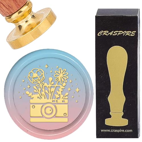 craspire Kamera-Wachssiegelstempel, Blumengras, Siegelwachsstempel, 25 mm, Vintage, Abnehmbarer Messingkopf Mit Holzgriff Für Hochzeit, Neujahr, Umschläge, Einladungen, Geschenkpapier, Verpackung craspire Kamera-Wachssiegelstempel, Blumengras, Siegelwachsstempel, 25 mm, Vintage, Abnehmbarer Messingkopf Mit Holzgriff Für Hochzeit, Neujahr, Umschläge, Einladungen, Geschenkpapier, Verpackung von craspire