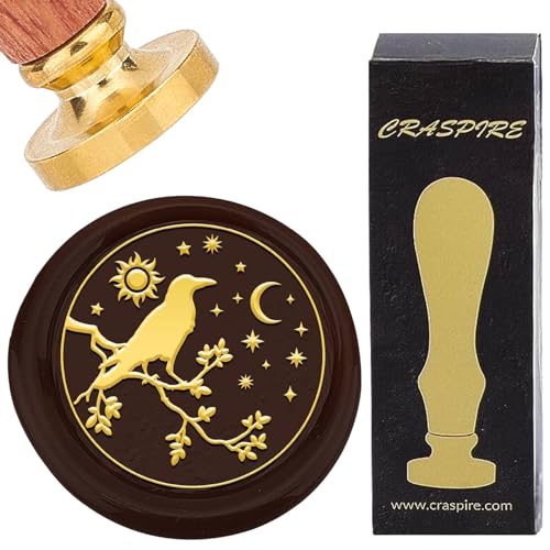 craspire Krähe Auf Einem Zweig Wachssiegelstempel Rabe Retro Mond Sonne Stern Siegelwachsstempel 25 mm Abnehmbarer Messingkopf Mit Palisandergriff Für DIY Scrapbooking Einladungen Geschenkpapier craspire Krähe Auf Einem Zweig Wachssiegelstempel Rabe Retro Mond Sonne Stern Siegelwachsstempel 25 mm Abnehmbarer Messingkopf Mit Palisandergriff Für DIY Scrapbooking Einladungen Geschenkpapier von craspire