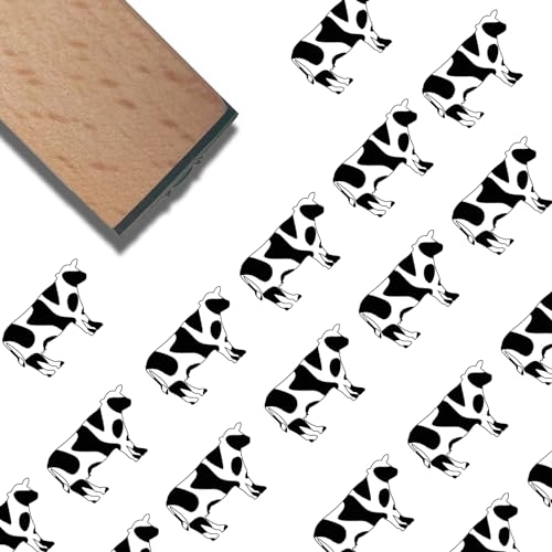 craspire Kuh-Rind-Holz-Gummistempel, 3/5,(5) cm, Rindermuster, Mini-Kleine Holzstempel, Wiederverwendbar, Vintage-Druck Für DIY-Handwerk, Karten, Scrapbooking, Journaling, Alben, Kartengestaltung von craspire